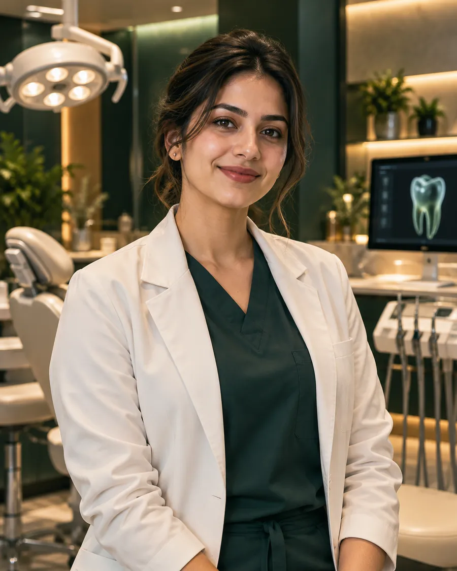 Dr. Ananya Kulkarni, smiling in the treatment room